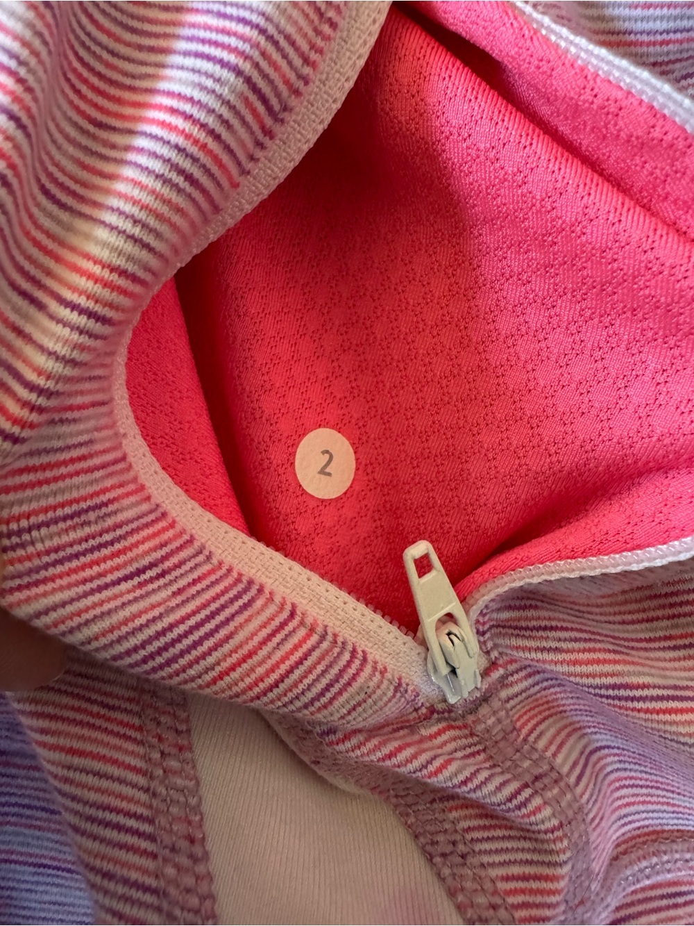 lululemon Scuba Full-Zip Hoodie Striped Pink Purple Size 2 Thumbholes - Picture 7 of 12